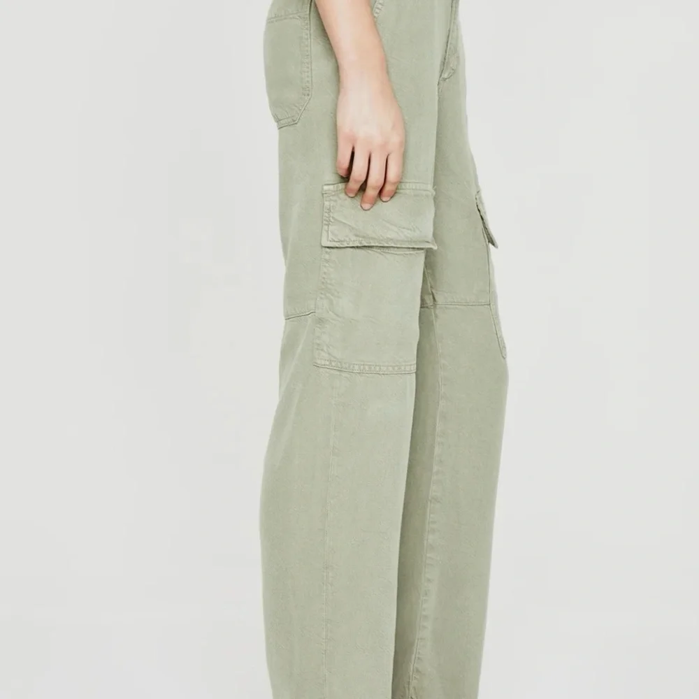 AG Los Angeles Knoxx Cargo High Rise Baggy Boyfriend green pants. Grunge utility - Picture 3 of 16